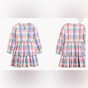 J. Crew Girls Plaid Button Front Tiered Pastel Spring Easter Dress Size 14